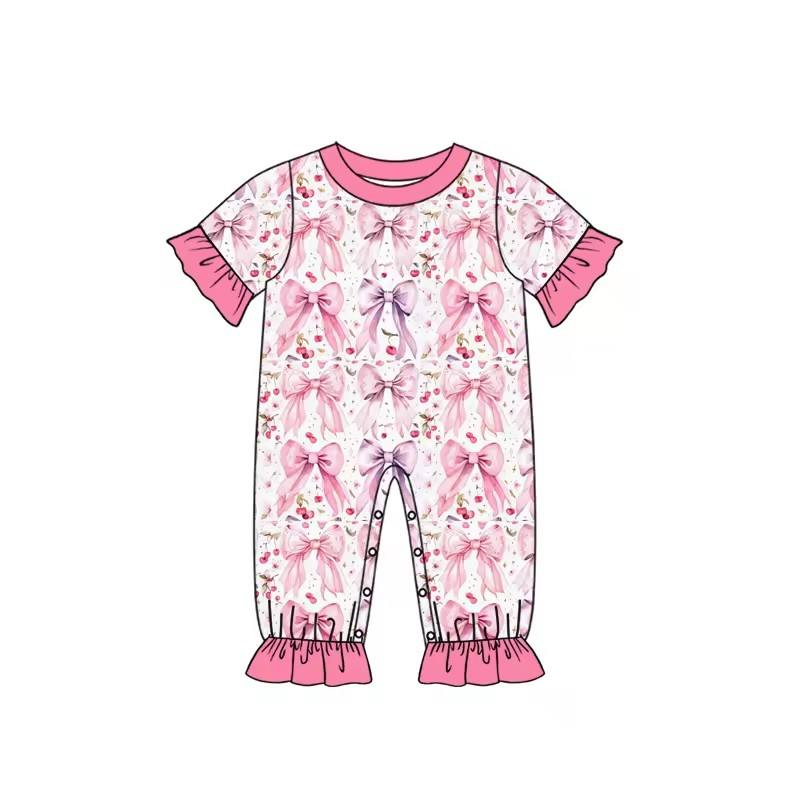 New Born Baby Girl Bow Pattern - Cotton Baby Onesies Zipper recension och pris
