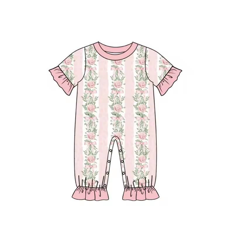 New Born Baby Girl Bow Pattern - Cotton Baby Onesies Zipper recension och pris